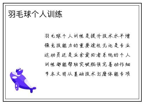 羽毛球个人训练